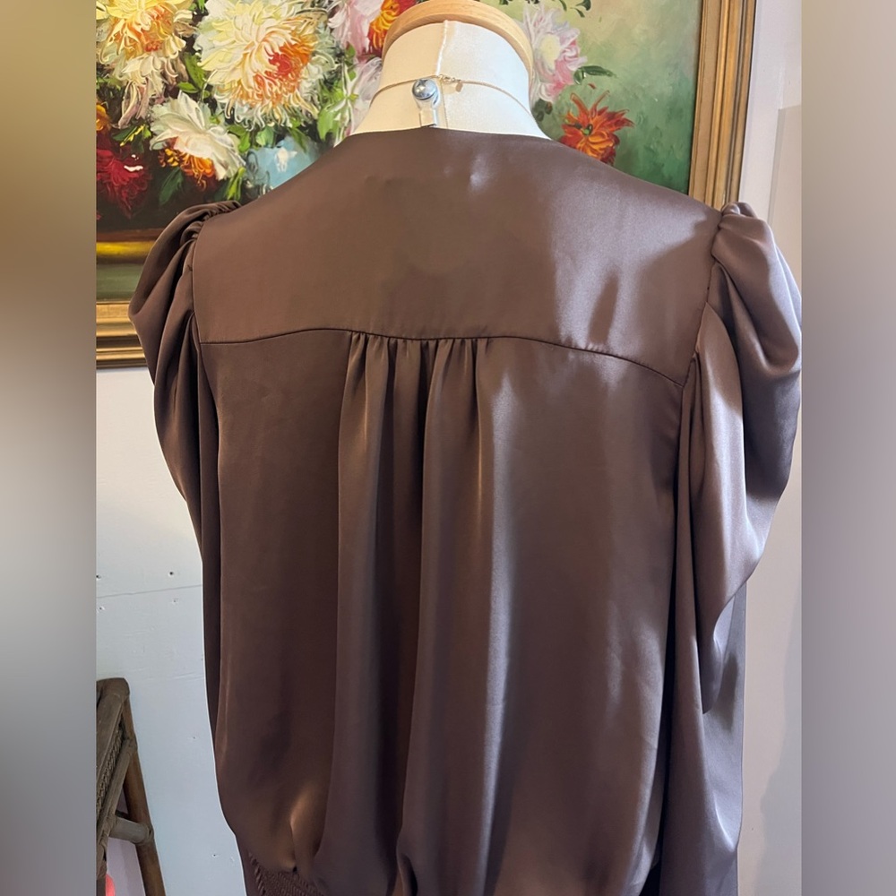 Ramy Brook Chocolate Pauline Puff Sleeve Blouse ::: current retail $375 - Picture 8 of 16